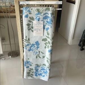 Shabby Chic Blue & Green Floral Decorative Throw Blanket